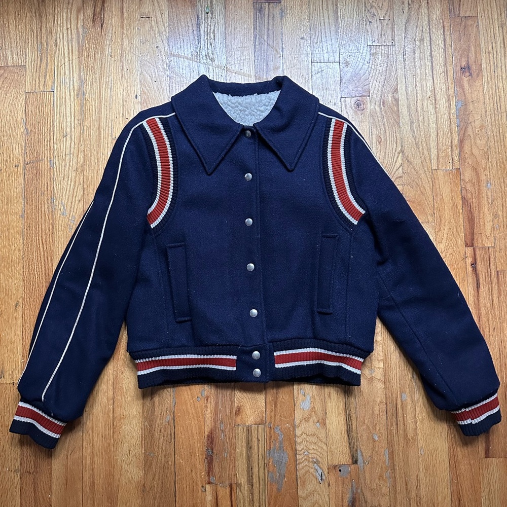 Vintage Wool Varsity Letterman Bomber Jacket - Size Small